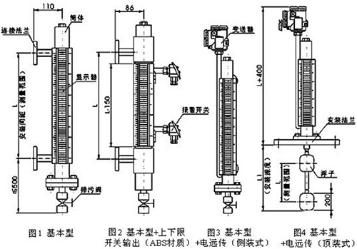 蓄水池液位計結構外形圖